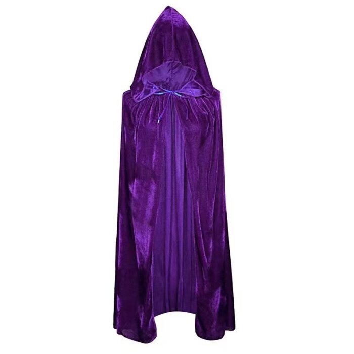 This black adult Halloween cape is perfect for you to play a vampire, wizard, demon or grim reaper! Made of gorgeous gold velvet, it exudes elegance and mystery, and the cape is lined for a stunning contrast. The wide hooded design not only provides you with extra coverage, but also adds a formidable atmosphere. The smooth cut and long length of the cape make you look majestic and stylish at the party. Whether it is a Halloween party, a masquerade or any themed event, this cape will make you the focus of attention in the crowd and show your unique charm and style!